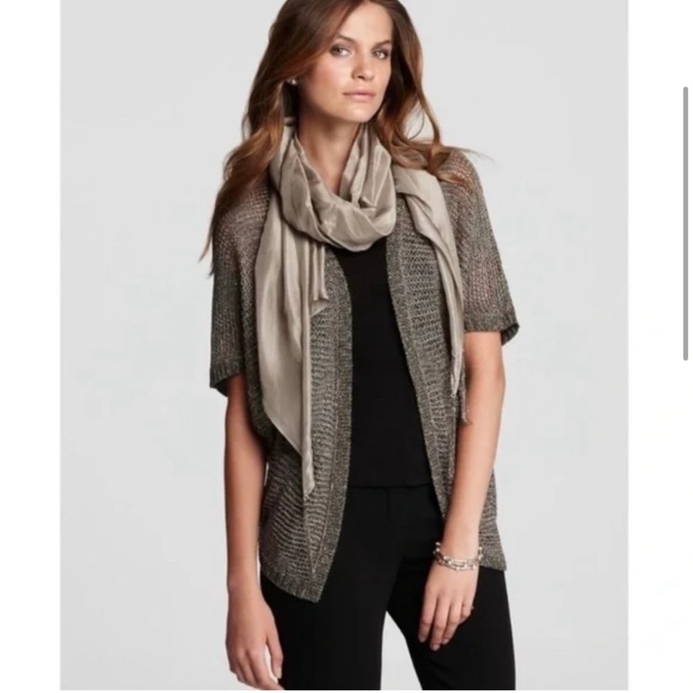 Eileen Fisher Bronze Variegated Links Sparkle Sweater Cardigan size small